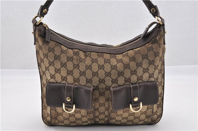 Authentic GUCCI Abbey Shoulder Hand Bag GG Canvas Leather 153025 Brown 1872G