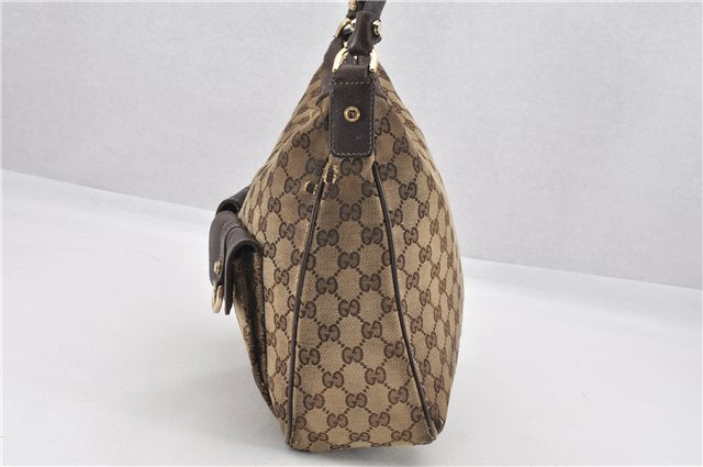 Authentic GUCCI Abbey Shoulder Hand Bag GG Canvas Leather 153025 Brown 1872G