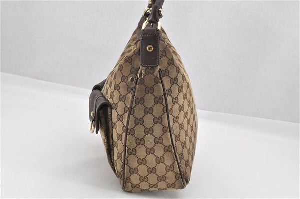 Authentic GUCCI Abbey Shoulder Hand Bag GG Canvas Leather 153025 Brown 1872G