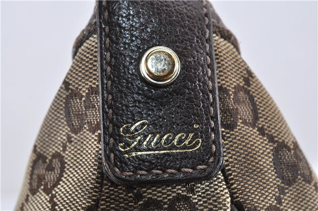 Authentic GUCCI Abbey Shoulder Hand Bag GG Canvas Leather 153025 Brown 1872G