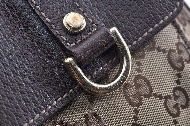 Authentic GUCCI Abbey Shoulder Hand Bag GG Canvas Leather 153025 Brown 1872G