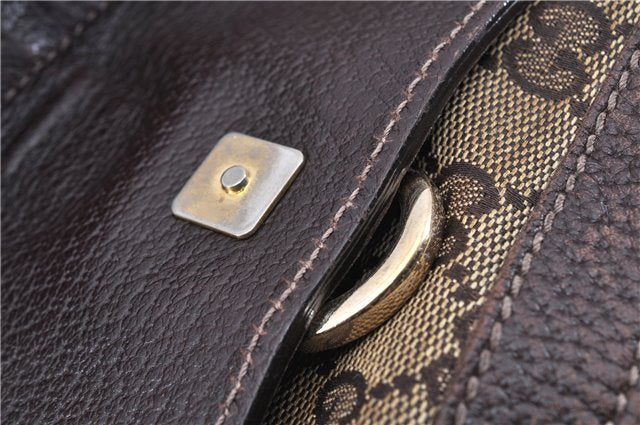Authentic GUCCI Abbey Shoulder Hand Bag GG Canvas Leather 153025 Brown 1872G