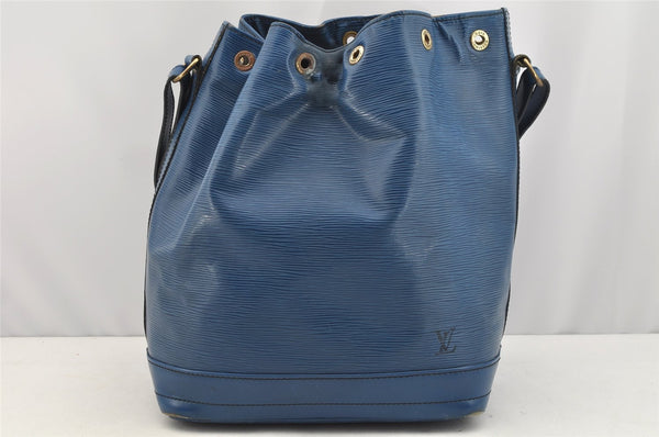 Authentic Louis Vuitton Epi Noe Shoulder Drawstring Bag Blue M44005 LV 1872I