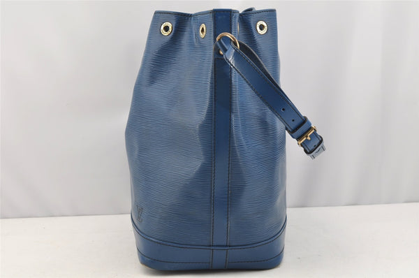 Authentic Louis Vuitton Epi Noe Shoulder Drawstring Bag Blue M44005 LV 1872I
