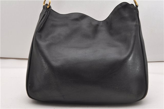 Authentic GUCCI Bamboo Vintage 2Way Shoulder Bag Leather Black Junk 1873G