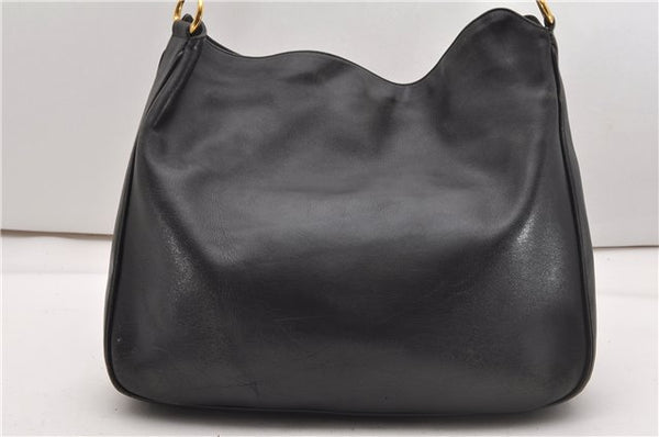 Authentic GUCCI Bamboo Vintage 2Way Shoulder Bag Leather Black Junk 1873G