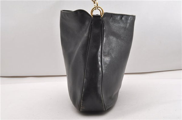 Authentic GUCCI Bamboo Vintage 2Way Shoulder Bag Leather Black Junk 1873G