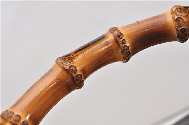 Authentic GUCCI Bamboo Vintage 2Way Shoulder Bag Leather Black Junk 1873G