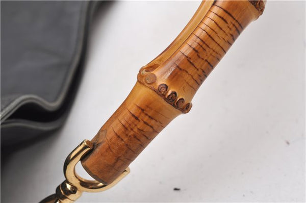 Authentic GUCCI Bamboo Vintage 2Way Shoulder Bag Leather Black Junk 1873G