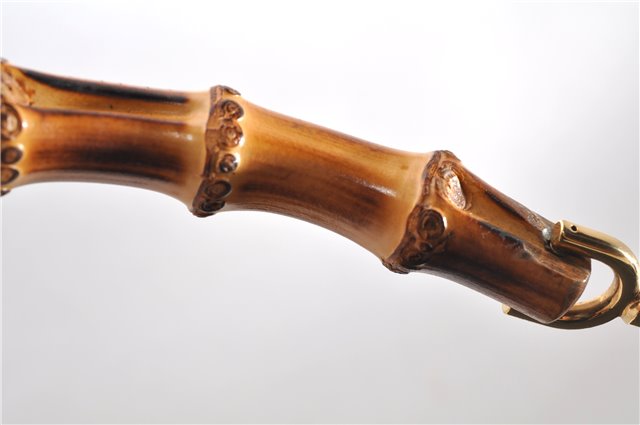 Authentic GUCCI Bamboo Vintage 2Way Shoulder Bag Leather Black Junk 1873G