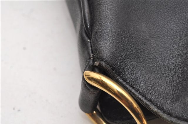 Authentic GUCCI Bamboo Vintage 2Way Shoulder Bag Leather Black Junk 1873G