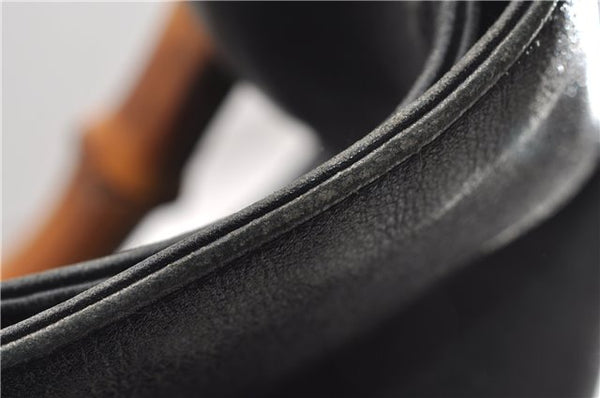 Authentic GUCCI Bamboo Vintage 2Way Shoulder Bag Leather Black Junk 1873G