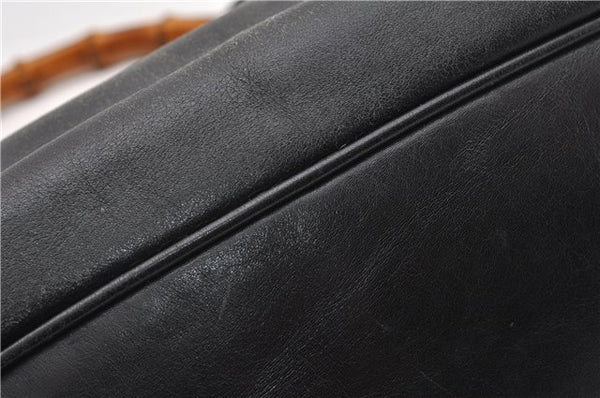 Authentic GUCCI Bamboo Vintage 2Way Shoulder Bag Leather Black Junk 1873G