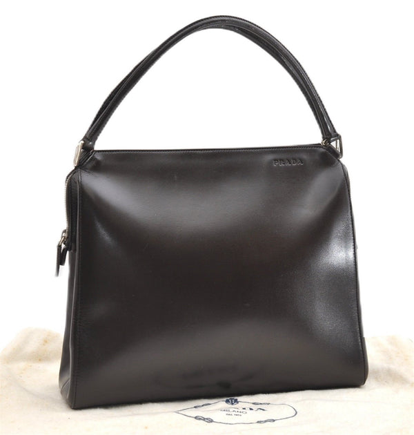 Authentic PRADA Vintage Leather Nappa Shoulder Hand Bag Purse Brown 1874G