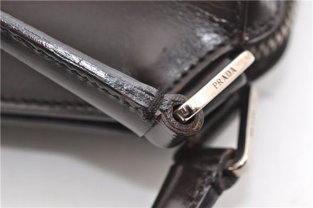 Authentic PRADA Vintage Leather Nappa Shoulder Hand Bag Purse Brown 1874G