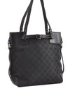 Authentic GUCCI Vintage Shoulder Tote Bag GG Canvas Leather 107757 Black 1875G