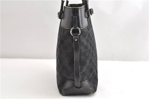 Authentic GUCCI Vintage Shoulder Tote Bag GG Canvas Leather 107757 Black 1875G