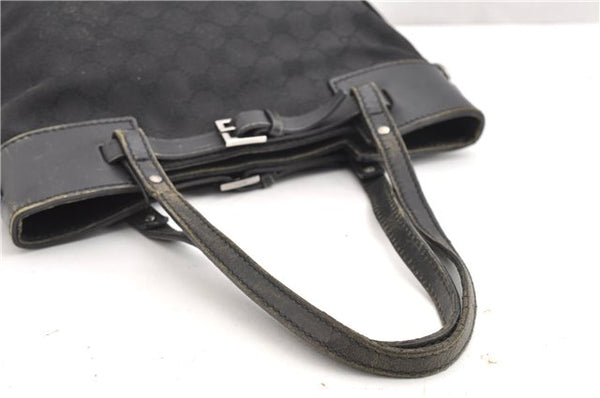 Authentic GUCCI Vintage Shoulder Tote Bag GG Canvas Leather 107757 Black 1875G