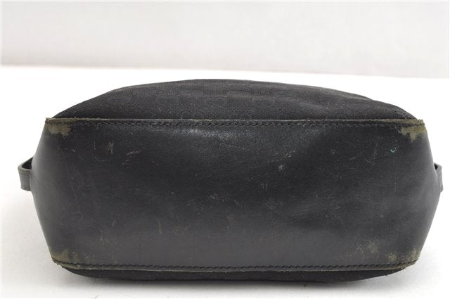 Authentic GUCCI Vintage Shoulder Tote Bag GG Canvas Leather 107757 Black 1875G