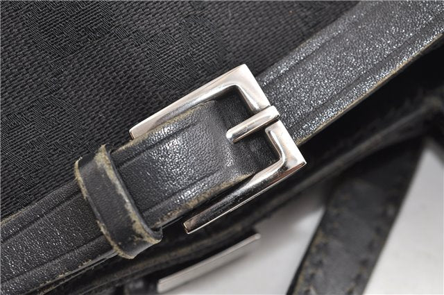 Authentic GUCCI Vintage Shoulder Tote Bag GG Canvas Leather 107757 Black 1875G