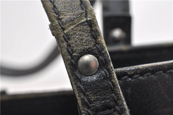 Authentic GUCCI Vintage Shoulder Tote Bag GG Canvas Leather 107757 Black 1875G