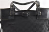 Authentic GUCCI Vintage Shoulder Tote Bag GG Canvas Leather 107757 Black 1875G