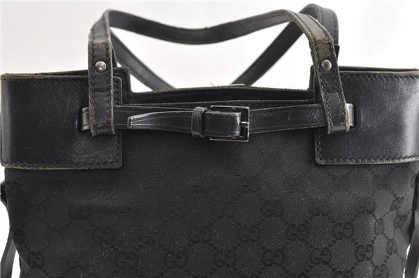 Authentic GUCCI Vintage Shoulder Tote Bag GG Canvas Leather 107757 Black 1875G