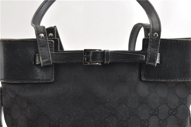 Authentic GUCCI Vintage Shoulder Tote Bag GG Canvas Leather 107757 Black 1875G