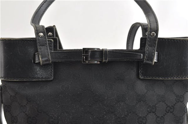 Authentic GUCCI Vintage Shoulder Tote Bag GG Canvas Leather 107757 Black 1875G