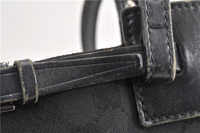 Authentic GUCCI Vintage Shoulder Tote Bag GG Canvas Leather 107757 Black 1875G