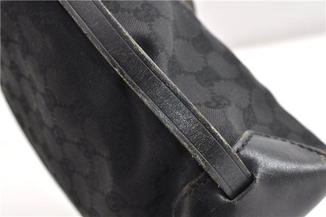 Authentic GUCCI Vintage Shoulder Tote Bag GG Canvas Leather 107757 Black 1875G
