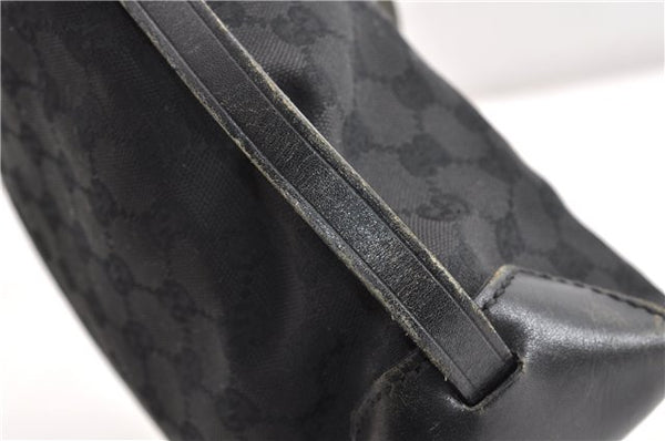 Authentic GUCCI Vintage Shoulder Tote Bag GG Canvas Leather 107757 Black 1875G