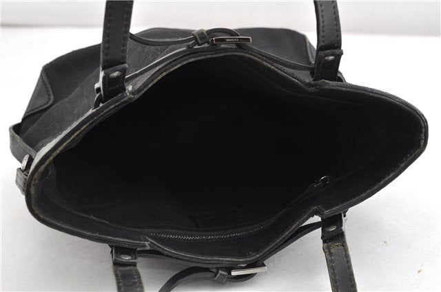 Authentic GUCCI Vintage Shoulder Tote Bag GG Canvas Leather 107757 Black 1875G