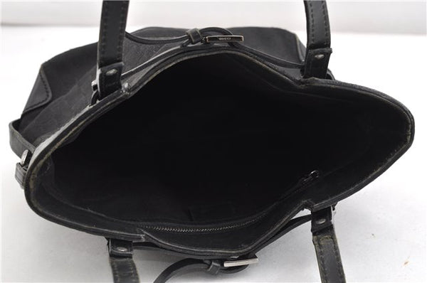 Authentic GUCCI Vintage Shoulder Tote Bag GG Canvas Leather 107757 Black 1875G