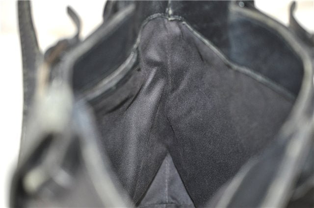 Authentic GUCCI Vintage Shoulder Tote Bag GG Canvas Leather 107757 Black 1875G