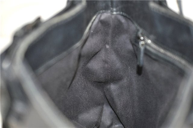 Authentic GUCCI Vintage Shoulder Tote Bag GG Canvas Leather 107757 Black 1875G