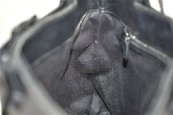 Authentic GUCCI Vintage Shoulder Tote Bag GG Canvas Leather 107757 Black 1875G