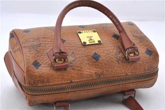 Authentic MCM Visetos Leather Vintage Hand Bag Purse Brown 1876D