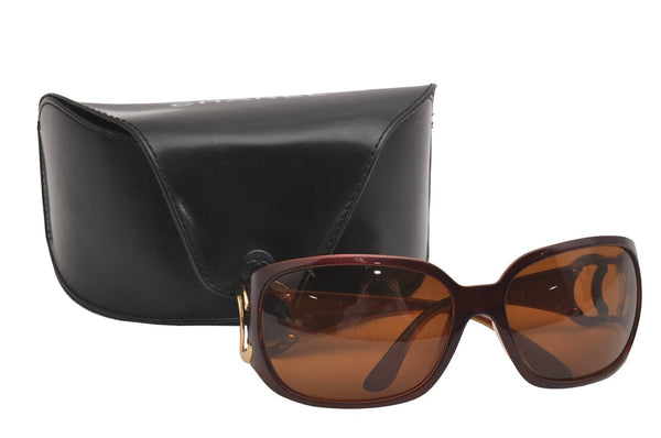 Authentic CHANEL Vintage Sunglasses CoCo Mark Plastic 6014 Brown 1876I