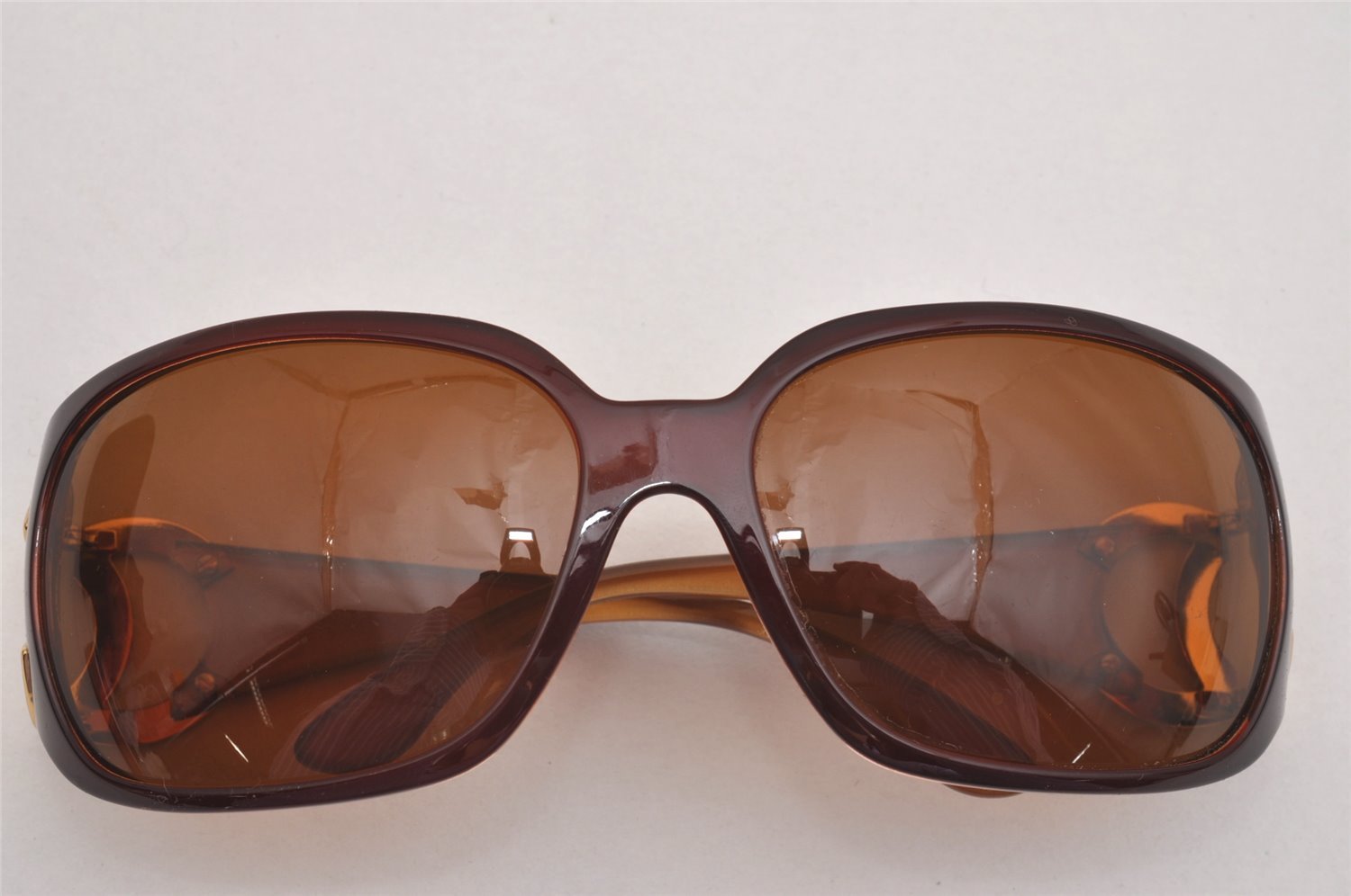 Authentic CHANEL Vintage Sunglasses CoCo Mark Plastic 6014 Brown 1876I