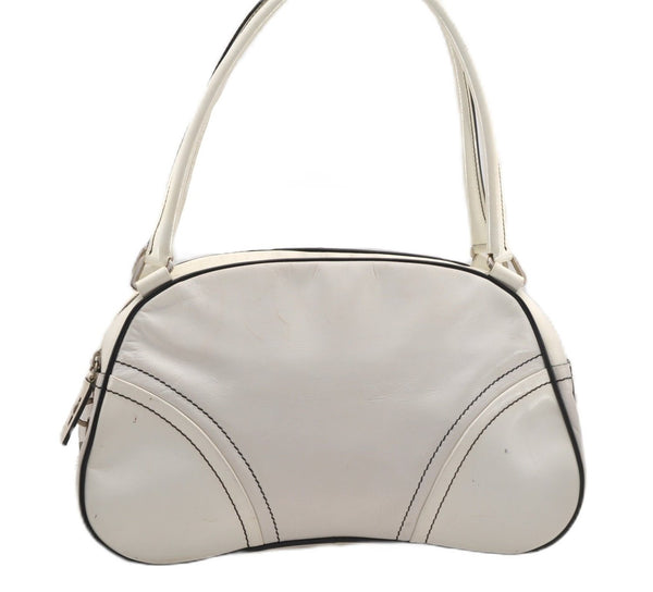 Authentic PRADA Vintage Leather Shoulder Hand Bag Purse White 1877G