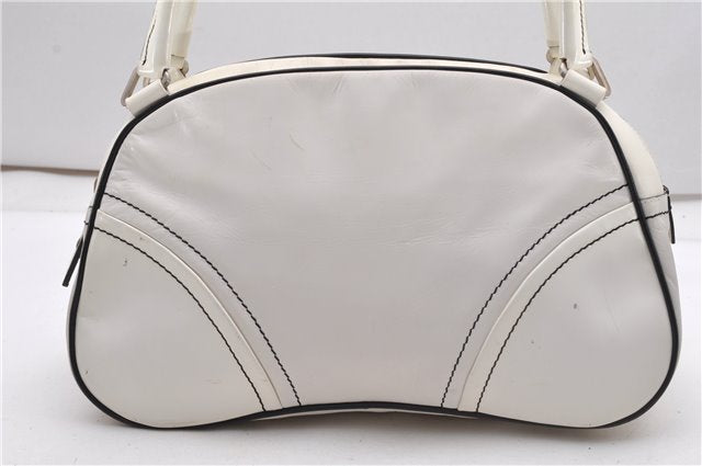 Authentic PRADA Vintage Leather Shoulder Hand Bag Purse White 1877G