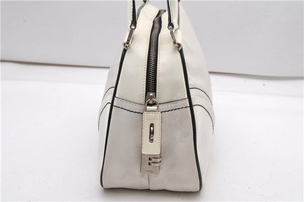 Authentic PRADA Vintage Leather Shoulder Hand Bag Purse White 1877G
