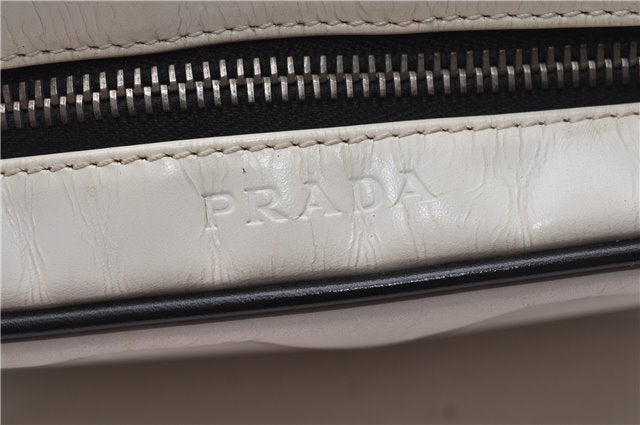 Authentic PRADA Vintage Leather Shoulder Hand Bag Purse White 1877G