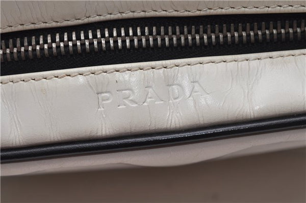 Authentic PRADA Vintage Leather Shoulder Hand Bag Purse White 1877G
