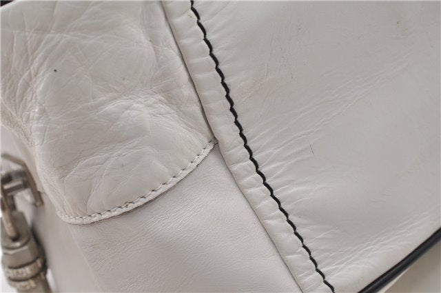Authentic PRADA Vintage Leather Shoulder Hand Bag Purse White 1877G