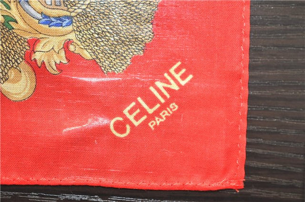 CELINE Cotton Handkerchief Scalf Horn and Macadam Design Red Navy 2Set 1881D