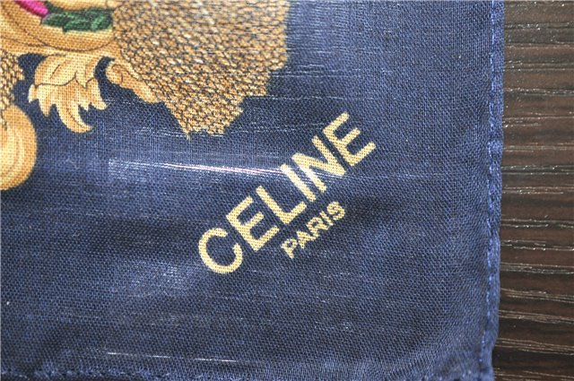 CELINE Cotton Handkerchief Scalf Horn and Macadam Design Red Navy 2Set 1881D