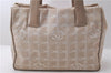 Authentic CHANEL New Travel Line Shoulder Hand Bag Nylon Leather Beige 1883D