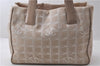 Authentic CHANEL New Travel Line Shoulder Hand Bag Nylon Leather Beige 1883D